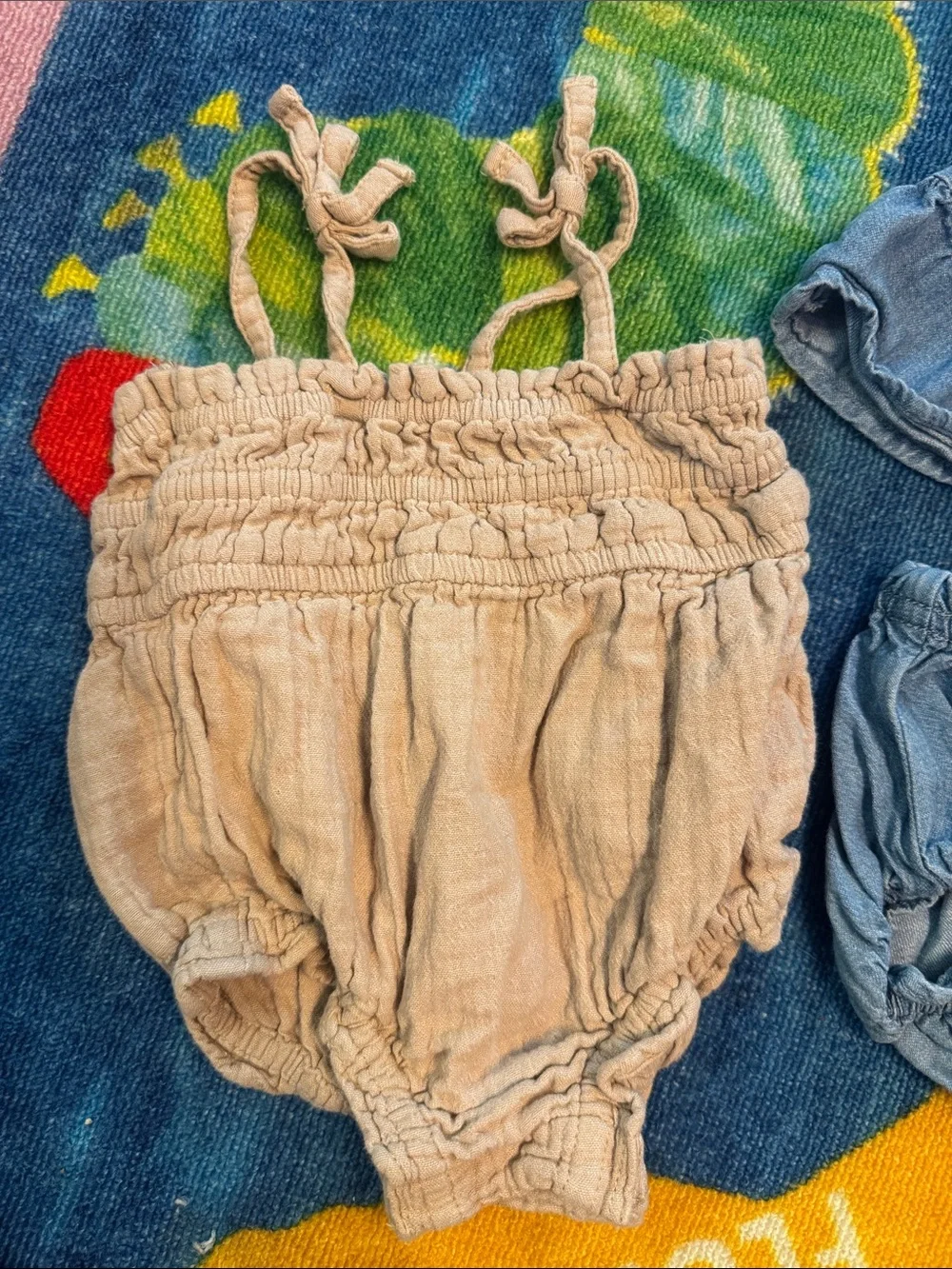 Old Navy Pink and Blue Ruffle Dress & Bloomers Set